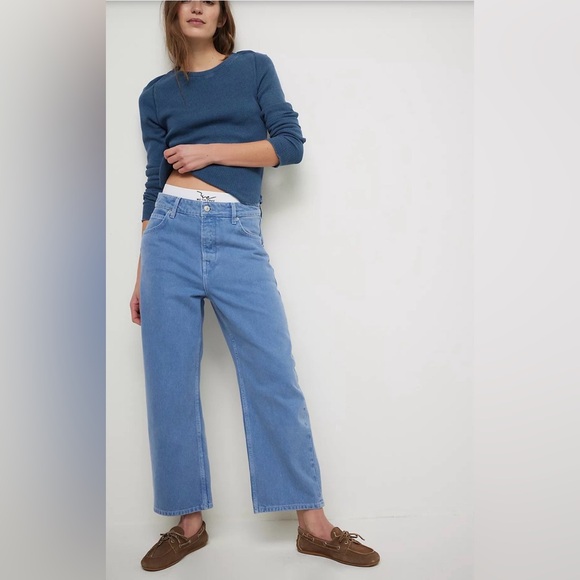 FREE PEOPLE DEEP TRANCE MID-RISE DROPPED BOYFRIEND DENIM, OCEAN, Sz 27  NWT - Picture 5 of 8